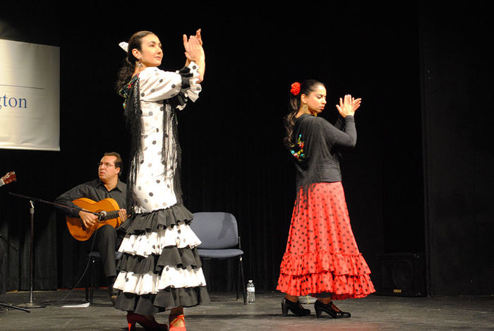 Two Flamenco dancers on stage