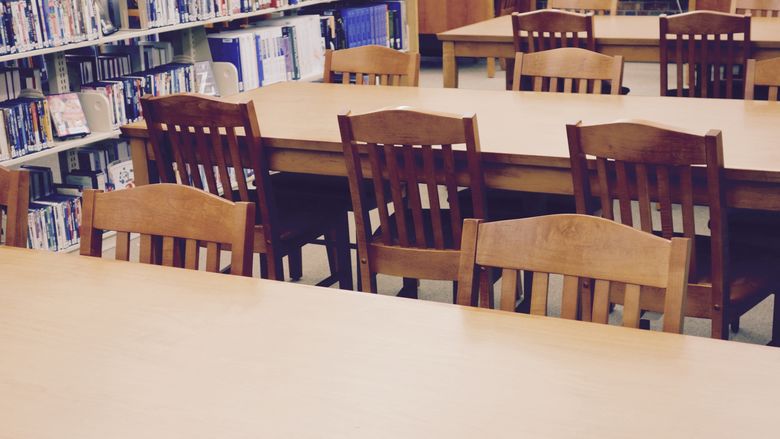 Library chairs and tables in the Penn State New Kensington library