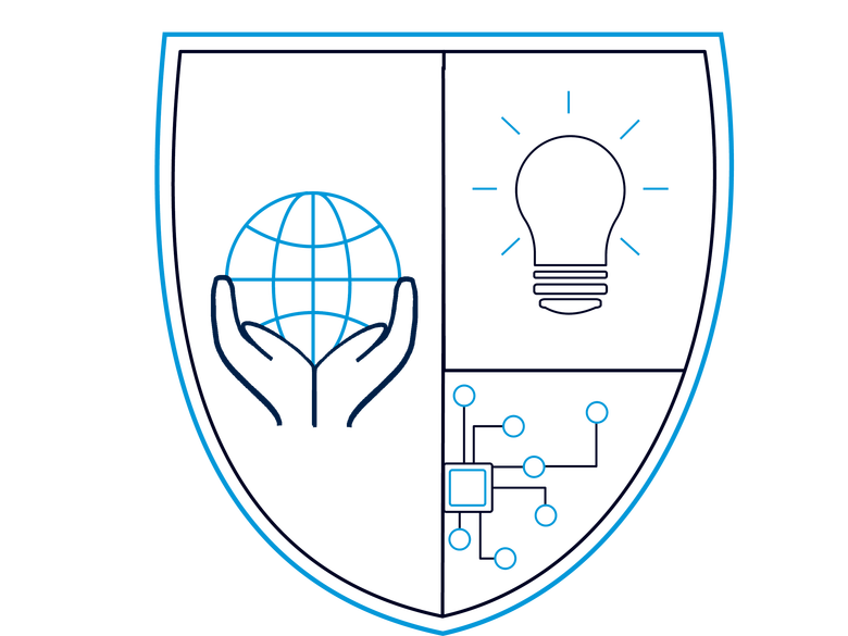 Future Readiness Academy  logo featuring a globe, light bulb and circuit board