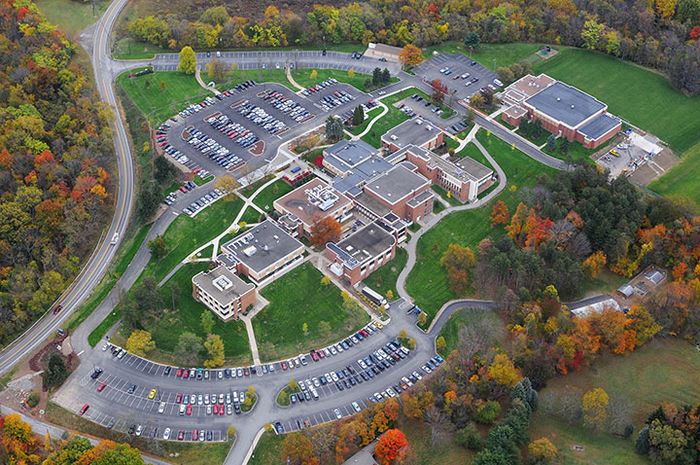 An aerial view of the campus