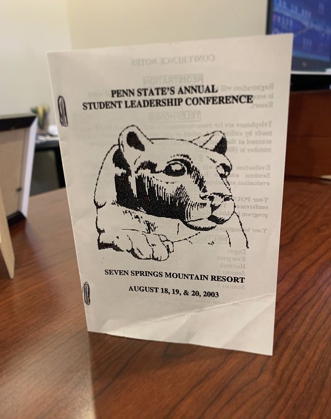Photo of program cover from the Penn State Student Leadership Conference in 2003
