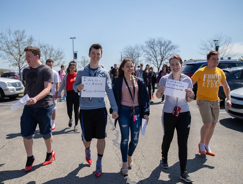 Students walking outside