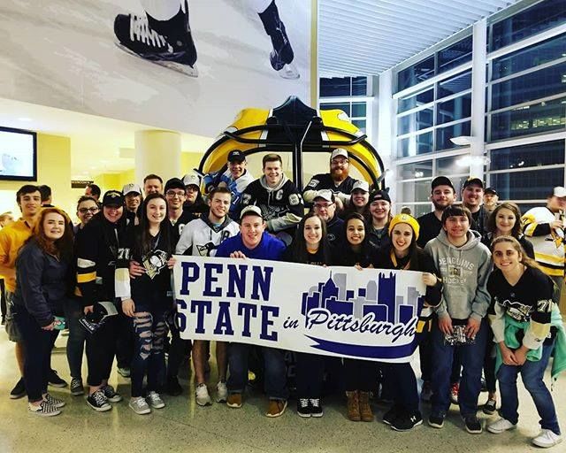 Penn State students at Pittsburgh Penguins game