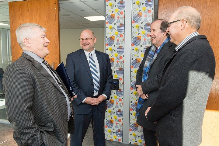 Penn State President Dr. Eric Barron converses with Penn State New Kensington Chancellor Dr. Kevin Snider
