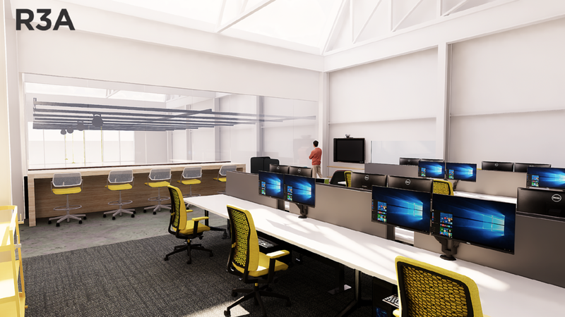 Architectural rendering of computer lab Architectural rendering of computer lab