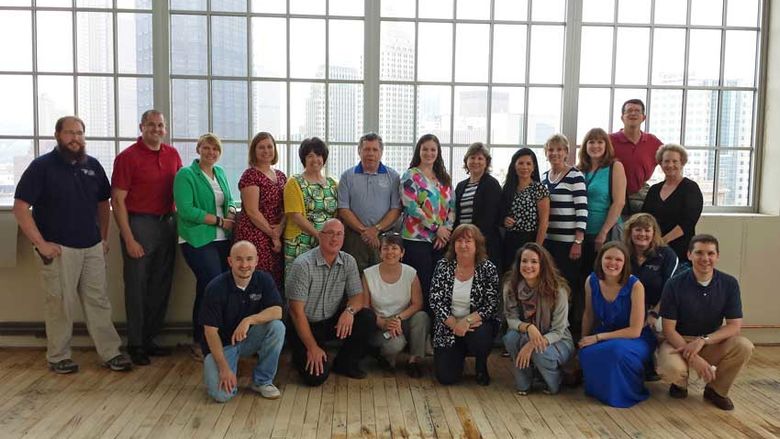 Group photo of PSNK staff at retreat downtown Pittsburgh