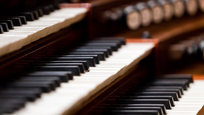 Close-up of organ keys