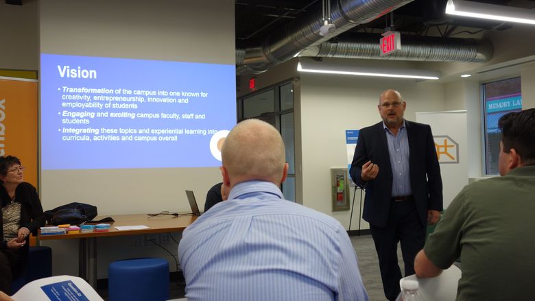 Dr. Kevin Snider, chancellor, addresses participants at Corner CON 2018