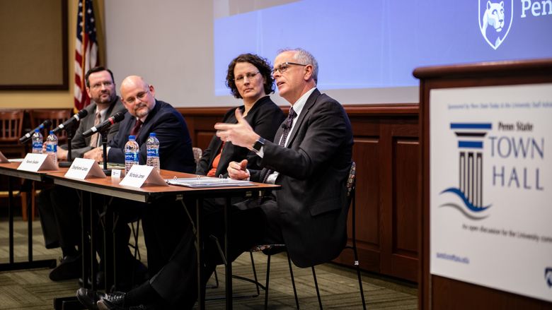 Executive Vice President and Provost Nick Jones speaks at the Strategic Plan Town Hall on Jan. 23, 2019.