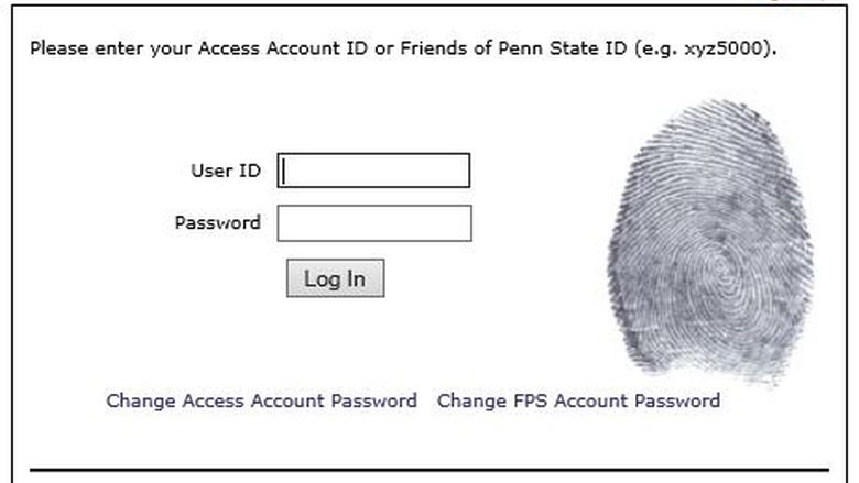 A screenshot of the WebAccess login screen that shows where you would enter your Access Account credentials