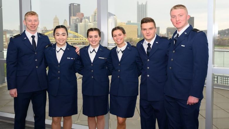 Six Air Force ROTC Students Pose for Photo