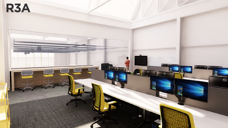 Architectural rendering of computer lab