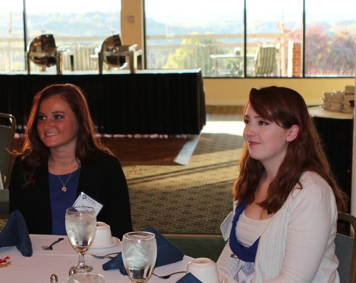 Students attending Scholarship Reception Students at table