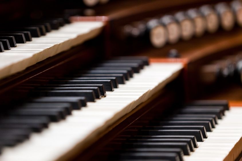 Close-up of organ keys Close-up of organ keys