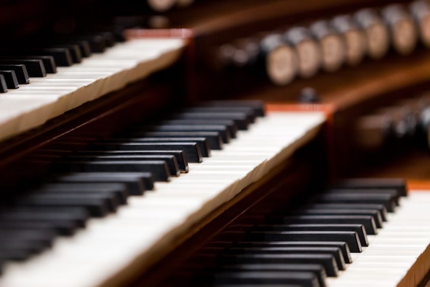 Close-up of organ keys