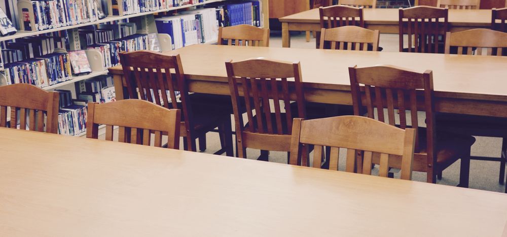 Library chairs and tables in the Penn State New Kensington library