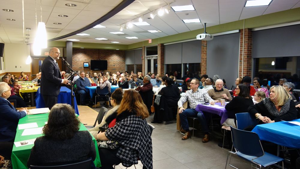 Dr. Kevin Snider addresses attendees of the campus Unity Dinner.