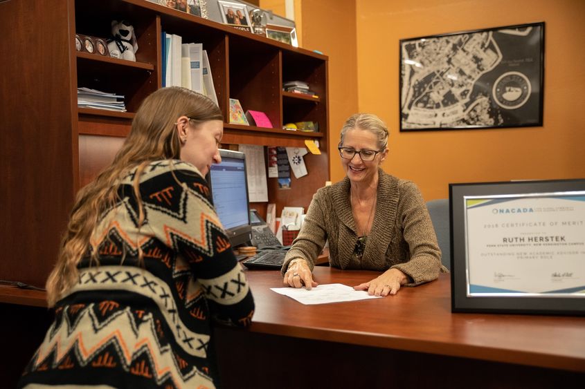 Ruth Herstek advises student Ruth Herstek advises student