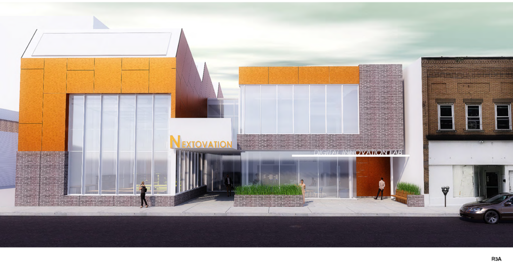 Rendering of digital lab building exterior