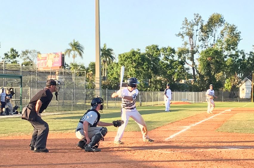 Jake Stackiewicz at bat during baseball game