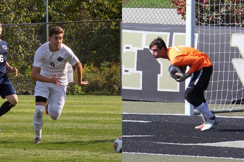 Two New Kensington soccer players on field