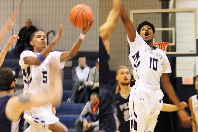 Two basketball players Dorian Broadwater and Brandon Burchette