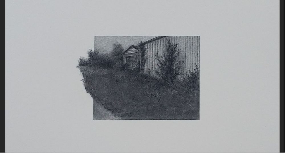 Charcoal drawing of building Charcoal drawing by Lauren Scavo